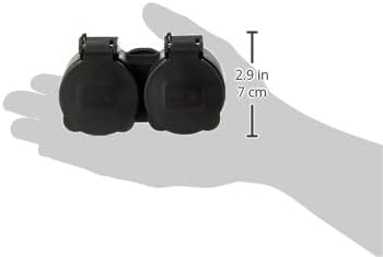 Adattatore da Esterno 2 prese Schuko, Resistente all'acqua IP44, Spina tedesca, Multipresa 2 posti schuko con tappo, Nero