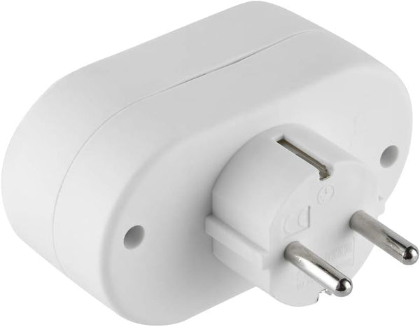 Adattatore 2 Prese Frontali, Spina Tedesca, Multipresa 2 Posti Schuko, Bianco