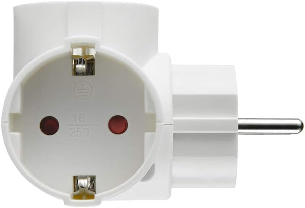Adattatore 3 prese, Spina tedesca, Multipresa 3 posti schuko, Bianco