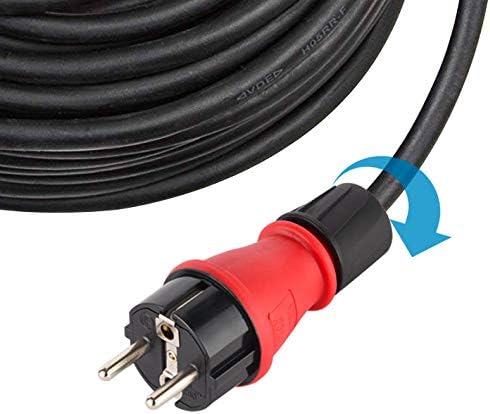 Confezione da 3 Spine Professionali Schuko, Protezione IP54, con Ghiera di Bloccaggio Cavo per Facilitare il Cablaggio, Rosso
