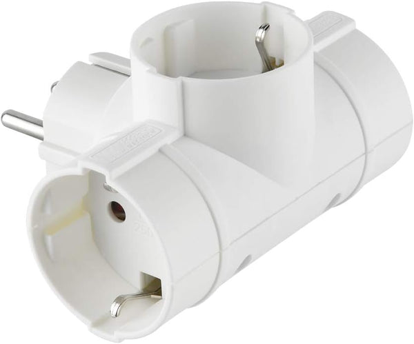 Adattatore 3 prese, Spina tedesca, Multipresa 3 posti schuko, Bianco
