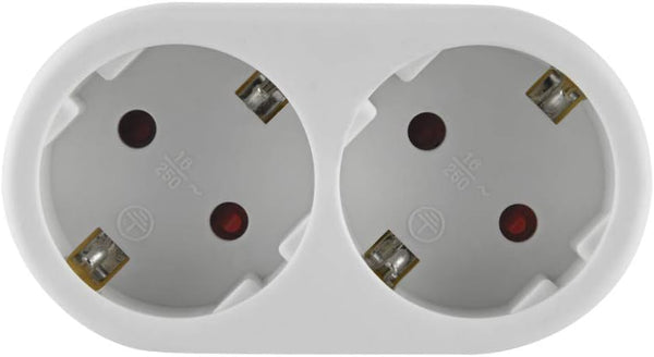 Adattatore 2 Prese Frontali, Spina Tedesca, Multipresa 2 Posti Schuko, Bianco