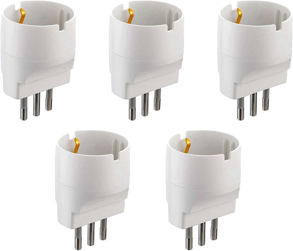 Set Adattatori da Schuko a Spina Piccola, Bianco/ Nero, Confezione Da 5