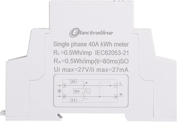 Contatore di energia 230V, 5(40) A, 50Hz, Grigio