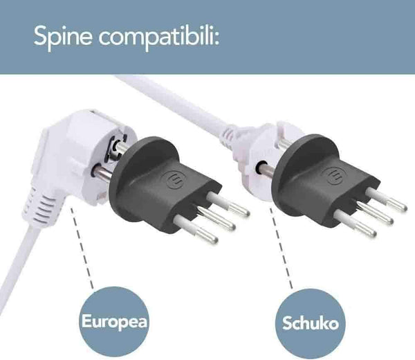 Confezione da 3 Adattatori Permanenti da Spina Tedesca/Schuko/Europea a Italiana 10A, Schuko Fix, grigio scuro
