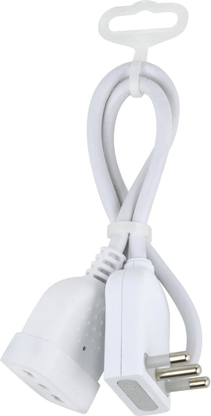 Mini Prolunga domestica Salvaspazio con Spina Piatta 16A, Presa Bivalente 10/16A, Lunghezza 50cm, Cavo H05VV-F 3G1, Bianca