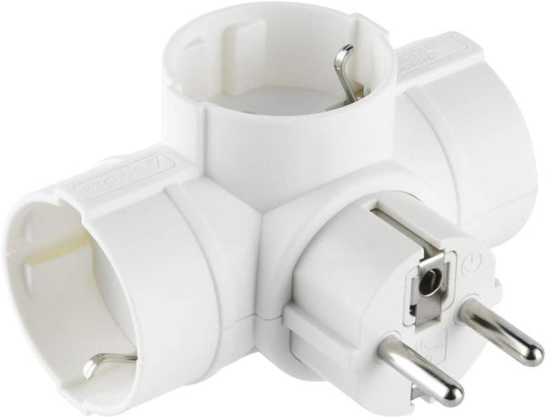 Adattatore 3 prese, Spina tedesca, Multipresa 3 posti schuko, Bianco
