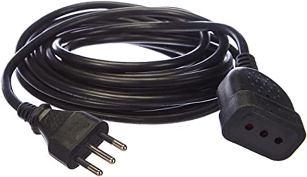 Prolunga 5m, spina e presa bivalente 10/16A, Bianco/Nero, Sezione cavo 3G1 mm²