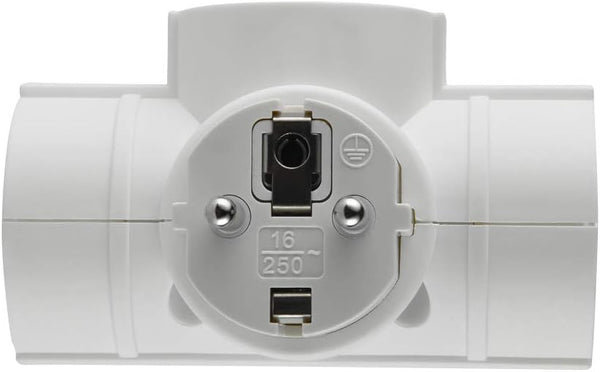 Adattatore 3 prese, Spina tedesca, Multipresa 3 posti schuko, Bianco