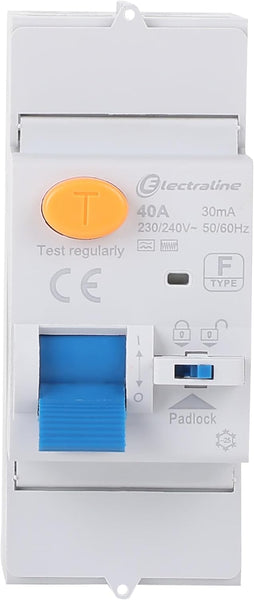 Interruttore differenziale, 40A, sensibilità 30mA Monofase, tipo F (ideale per apparecchiature elettroniche e inverter)