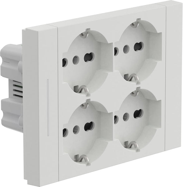 Multipresa da incasso Quadra 4 Posti Universali P40, compatibile con tutte le scatole da incasso 3 posti 503, Con interruttore/Deviatore, Bianco/Nero
