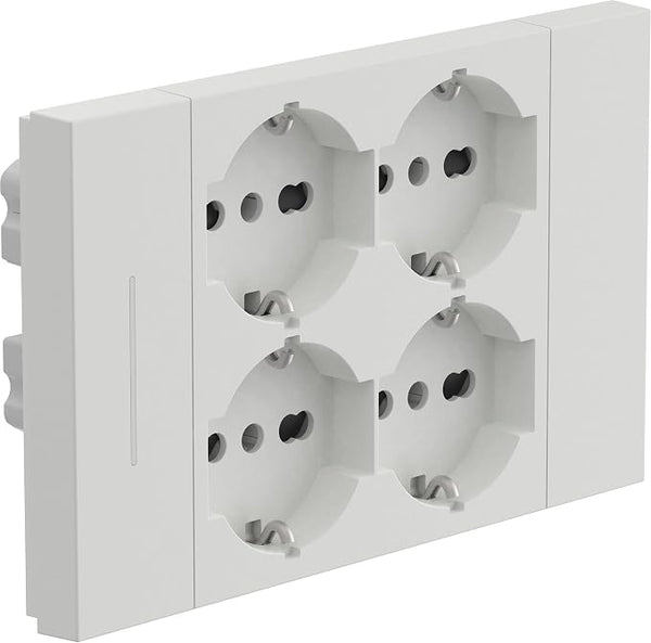 Multipresa da incasso Quadra 4 Posti Universali P40, compatibile con tutte le scatole da incasso 3 e 4 posti, Con interruttore/Deviatore, Bianco/Nero