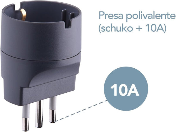 Set Adattatori da Schuko a Spina Piccola, Bianco/ Nero, Confezione Da 5