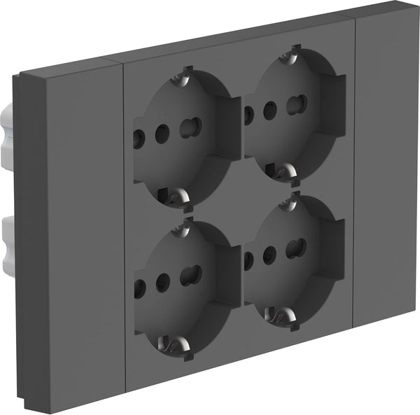 Multipresa da incasso Quadra 4 Posti Universali P40, compatibile con tutte le scatole da incasso 3 e 4 posti (muratura o cartongesso), Bianco/Nero