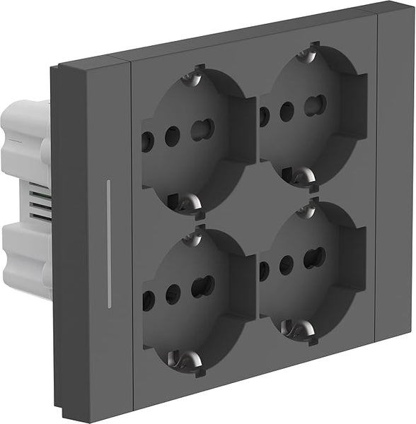 Multipresa da incasso Quadra 4 Posti Universali P40, compatibile con tutte le scatole da incasso 3 posti 503, Con interruttore/Deviatore, Bianco/Nero