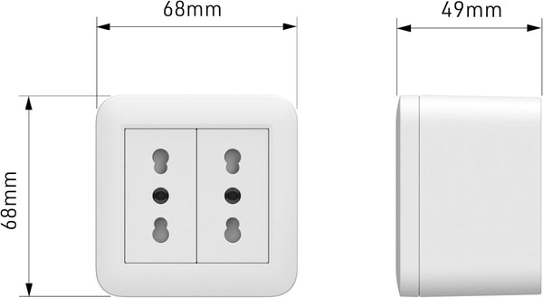 Contenitore da superficie FIXA con due prese bivalenti (10/16A), Nero/ Bianco, IP40, compatibile per installazione con tubo rigido e canalina