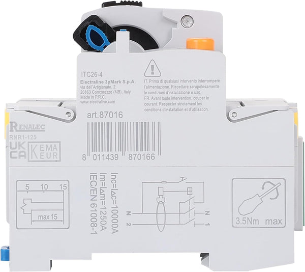 Interruttore differenziale, 40A, 1P+N, 30mA 2 mod. type A, riarmo automatico, Grigio