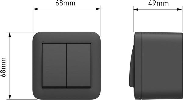 Contenitore da superficie con doppio interruttore/deviatore FIXA, 10A, IP40, compatibile per installazione con tubo rigido e canalina, Nero/ Bianco