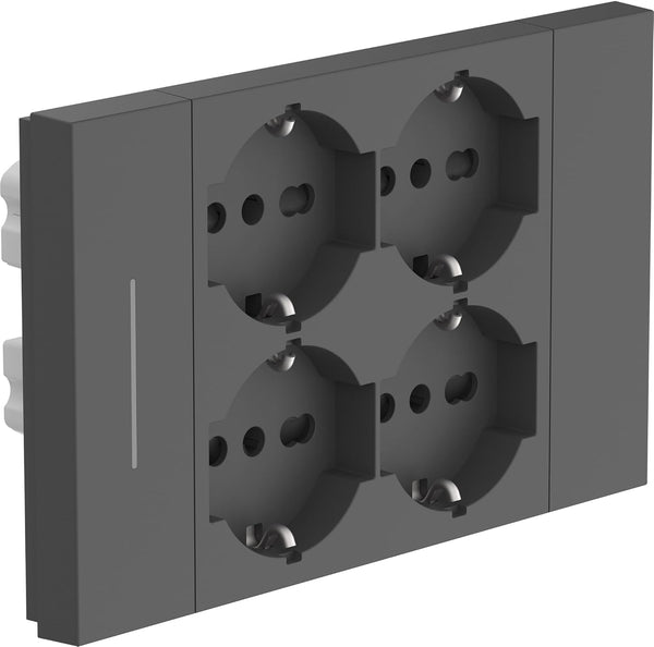 Multipresa da incasso Quadra 4 Posti Universali P40, compatibile con tutte le scatole da incasso 3 e 4 posti, Con interruttore/Deviatore, Bianco/Nero