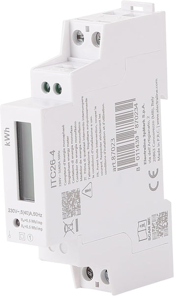 Contatore di energia 230V, 5(40) A, 50Hz, Grigio