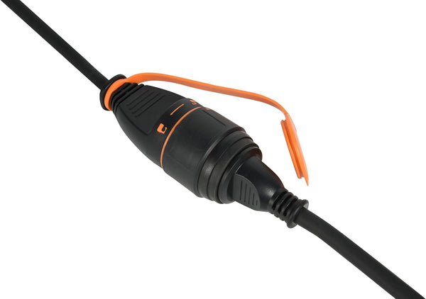 Adattatore Caravan 15cm IP44 a Spina CEE (2P+T) con Presa Schuko Electralock dotata di Meccanismo di Blocco che impedisce disconnessioni accidentali della spina, Cavo H07RN-F 3G1.5mm