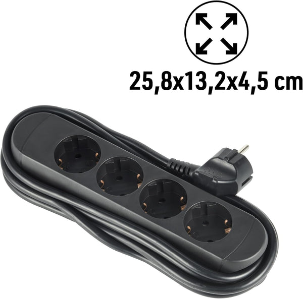 Multipresa 4 Prese Schuko con Avvolgicavo Cavo H05VV-F 3G1.5mm Lunghezza 3 Metri