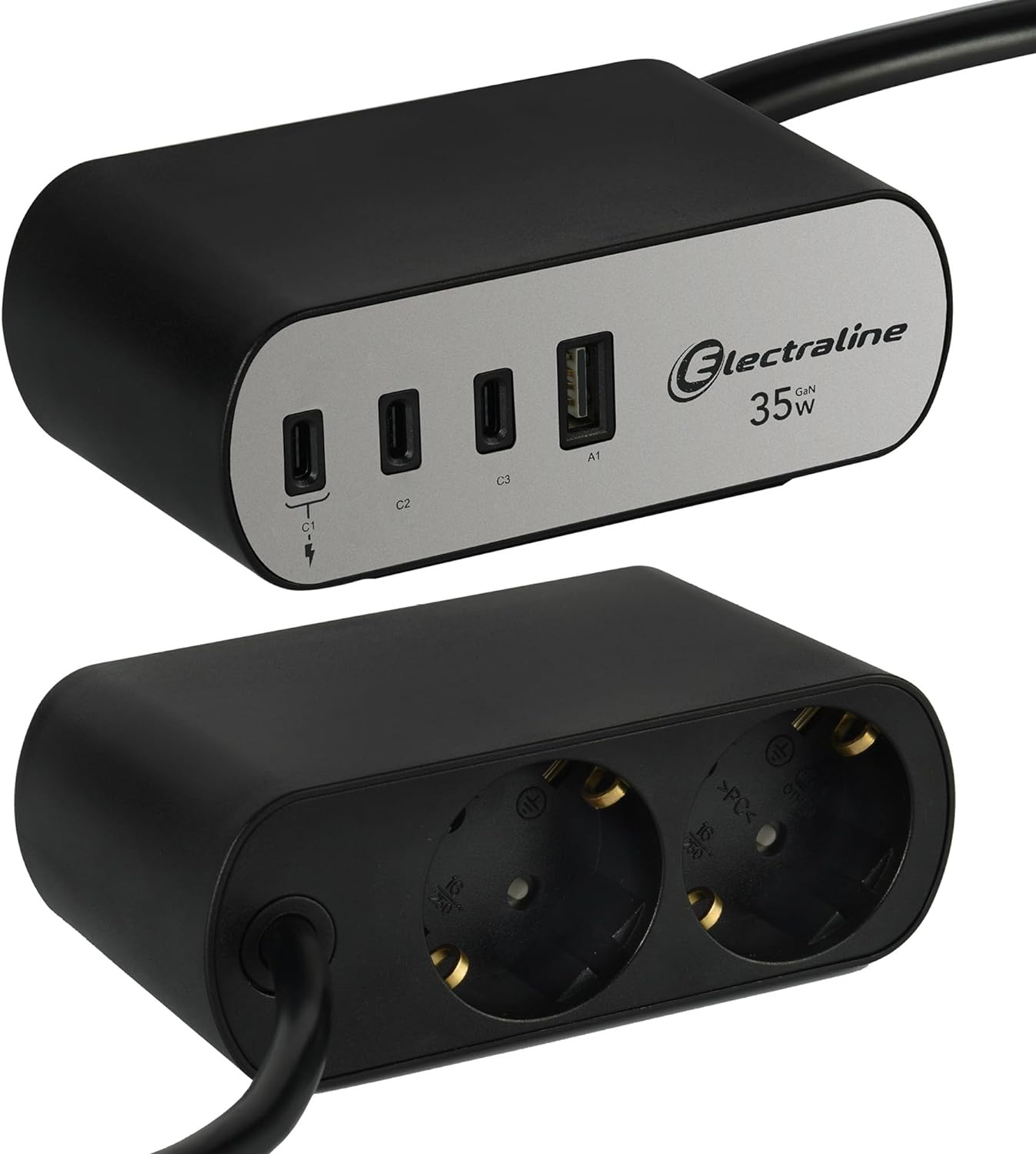 Hianjoo Caricatore da Tavolo Incasso 3 Porte da 45 W, USB + 1 Stazione Hianjoo Caricatore da Tavolo Incasso 3 Porte da 45 W, USB + 1 Stazione