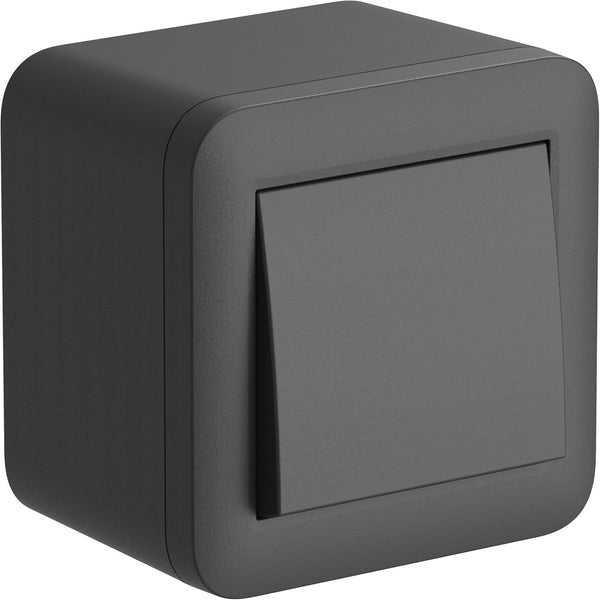 Contenitore da superficie con interruttore/deviatore FIXA, 10A, IP40, compatibile per installazione con tubo rigido e canalina, Bianco/ Nero