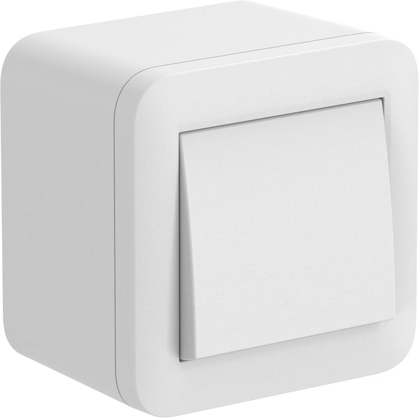 Contenitore da superficie con interruttore/deviatore FIXA, 10A, IP40, compatibile per installazione con tubo rigido e canalina, Bianco/ Nero
