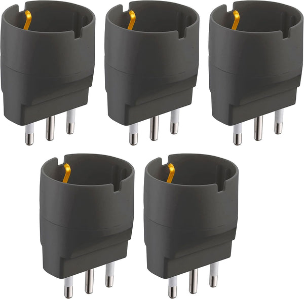 Set 5 Adattatori da Schuko a Spina Grande 16A, Bianco, Confezione da 5
