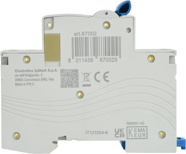 Interruttore Magnetotermico 2A/16A/16A/20A/25A/32A, curva C (protezione ottimale contro sovracorrenti e cortocircuiti), 1P+N, 4,5kA, 240V, certificati CE, KEMA-KEUR, e UKCA