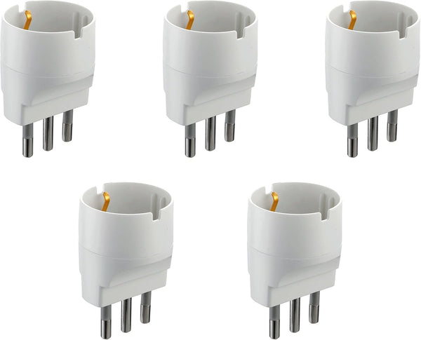Set 5 Adattatori da Schuko a Spina Grande 16A, Bianco, Confezione da 5