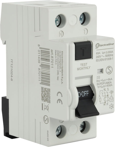 Interruttore Differenziale 25A/40A/63A, sensibilità 30mA, tipo AC