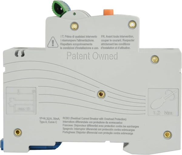 Magnetotermico Differenziale (RCBO), 16A/25A/32A, Tipo A, Curva C, Sensibilità 30mA, Connessione 1P+N