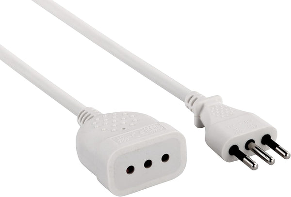 Prolunga 3m spina e presa piccola 10A, bianco, Sezione cavo 3G0,75 mm²