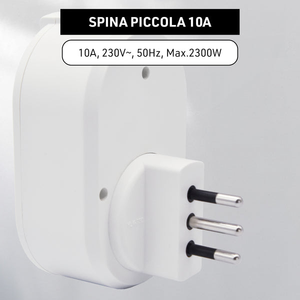 Electraline 48509 Presa Smart WiFi, Presa Elettrica Intelligente Polivalente P30, Spina Piccola Italiana 10A compatibile con Tuya, Funzione Timer compatibile con Alexa e Google Assistant