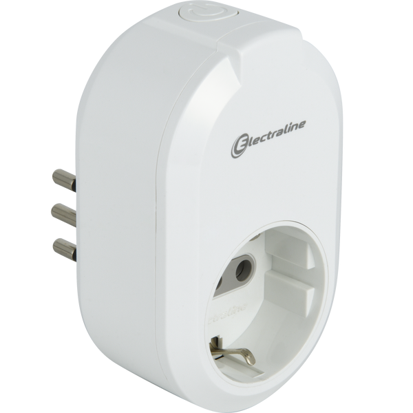Electraline 48509 Presa Smart WiFi, Presa Elettrica Intelligente Polivalente P30, Spina Piccola Italiana 10A compatibile con Tuya, Funzione Timer compatibile con Alexa e Google Assistant