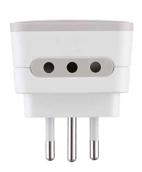 Adattatore Triplo 2 Prese 10A e 1 USB Output 1.2A Spina Piccola 10A, Grigio/ Verde/ Blu