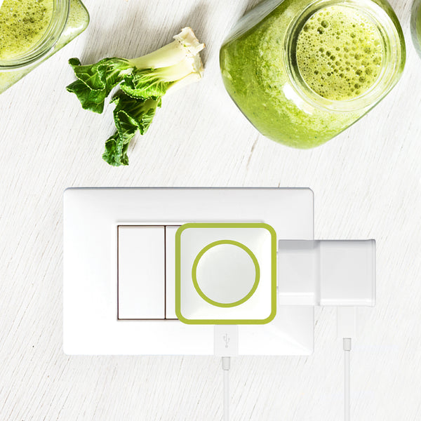 Adattatore Triplo 2 Prese 10/16A e 1 USB Output 1.2A, Spina 16A, Grigio/ Verde/ Blu