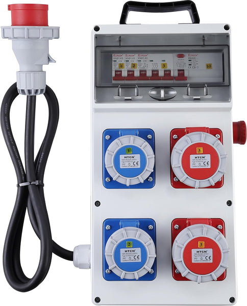 Quadro Elettrico di Distribuzione 4 Prese CEE, Spina CEE 3P+N+T, Cavo 1.7M H07RN-F 5G2.5, IP67, con interruttore differenziale RCD 30ma + Interruttori magnetotermici MCB