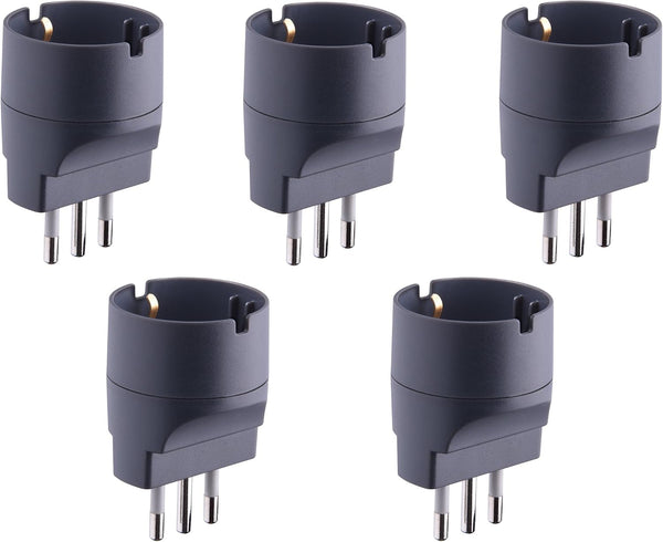 Set Adattatori da Schuko a Spina Piccola, Bianco/ Nero, Confezione Da 5
