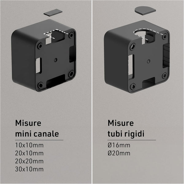 Contenitore da superficie con doppio interruttore/deviatore FIXA, 10A, IP40, compatibile per installazione con tubo rigido e canalina, Nero/ Bianco
