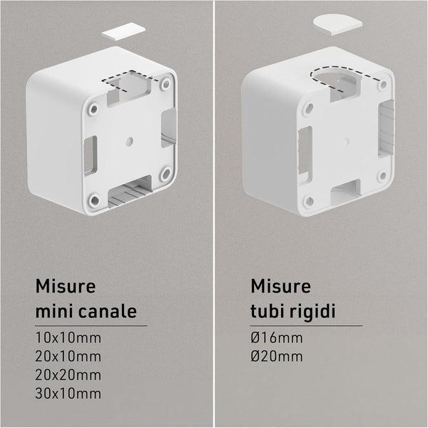 Contenitore da superficie con doppio interruttore/deviatore FIXA, 10A, IP40, compatibile per installazione con tubo rigido e canalina, Nero/ Bianco