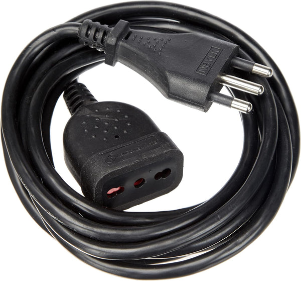 Prolunga 3m Spina e Presa bivalente 10/16A,Sezione Cavo 3G1 mm, Bianco/ Nero