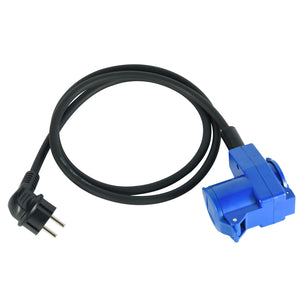 Electraline 55092 Adattatore da campeggio 1.5 M, Prolunga in gomma IP44 H07RN-F 3G1.5 con doppia presa (1 CEE + 1 Schuko), Spina Schuko adatta per Camper, Campeggio, Caravan, Barca, cantiere, Nero