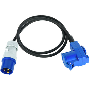 Electraline 46150 Prolunga Industriale 1.5 M in Gomma H07RN-F con doppia presa (1 Industriale IEC + 1 Schuko), Spina CEE 2 Poli + Terra Adatta per Camper, Campeggio, Caravan, Barca, cantiere, IP44