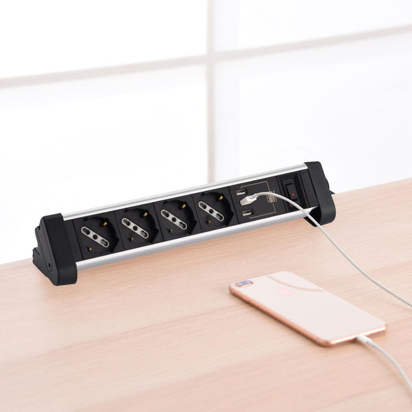 Multipresa da Scrivania 4 Posti + 3 USB 3.4A