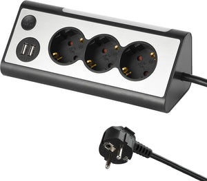 Multipresa Angolare 3 Posti + 2 USB 2.1A + Luce LED
