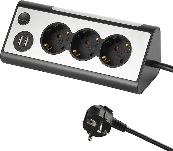 Multipresa Angolare 3 Posti + 2 USB 2.1A + Luce LED