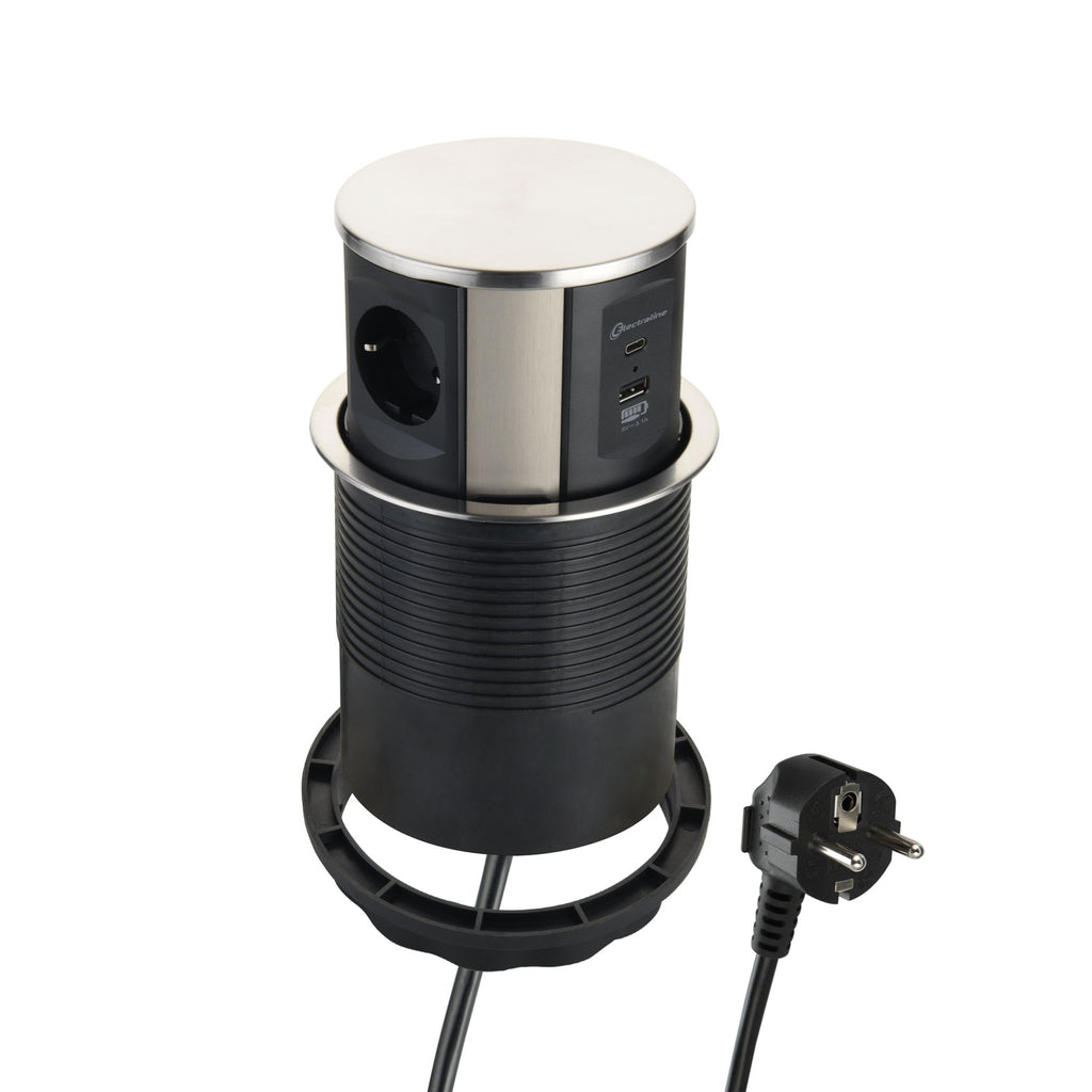 Multipresa Electraline A Scomparsa - 2 Prese Schuko Per Scrivania E Cucina - Foto 1